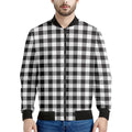 Black And White Gingham Pattern Print Men's Bomber Jacket