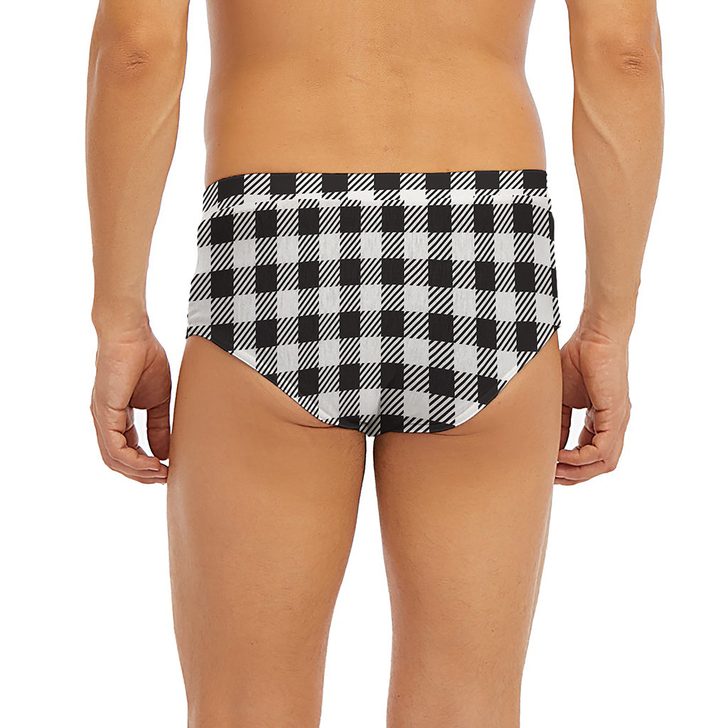 Black And White Gingham Pattern Print Men's Briefs