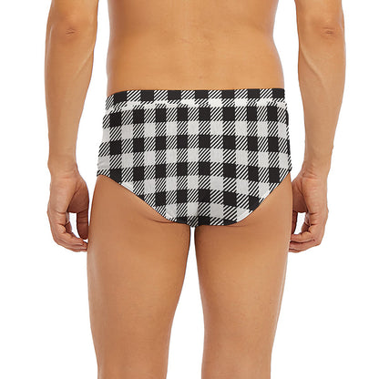 Black And White Gingham Pattern Print Men's Briefs