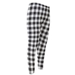 Black And White Gingham Pattern Print Men's Compression Pants