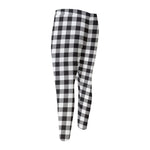 Black And White Gingham Pattern Print Men's Compression Pants