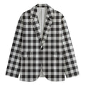 Black And White Gingham Pattern Print Men's Cotton Blazer
