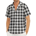 Black And White Gingham Pattern Print Men's Deep V-Neck Shirt