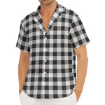 Black And White Gingham Pattern Print Men's Deep V-Neck Shirt