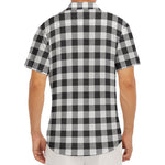Black And White Gingham Pattern Print Men's Deep V-Neck Shirt