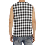 Black And White Gingham Pattern Print Men's Fitness Tank Top