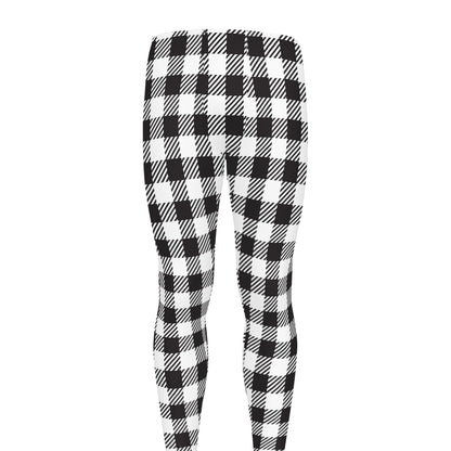 Black And White Gingham Pattern Print Men's leggings
