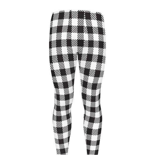 Black And White Gingham Pattern Print Men's leggings