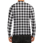 Black And White Gingham Pattern Print Men's Long Sleeve Rash Guard