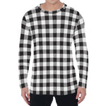Black And White Gingham Pattern Print Men's Long Sleeve T-Shirt