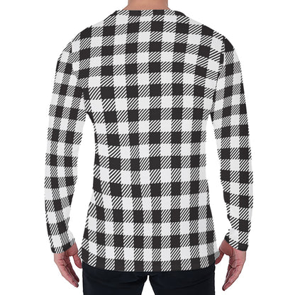 Black And White Gingham Pattern Print Men's Long Sleeve T-Shirt