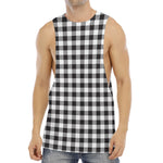 Black And White Gingham Pattern Print Men's Muscle Tank Top
