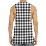 Black And White Gingham Pattern Print Men's Muscle Tank Top