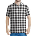 Black And White Gingham Pattern Print Men's Polo Shirt
