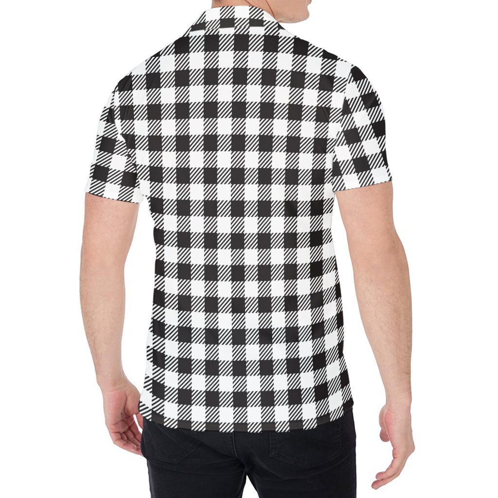 Black And White Gingham Pattern Print Men's Shirt