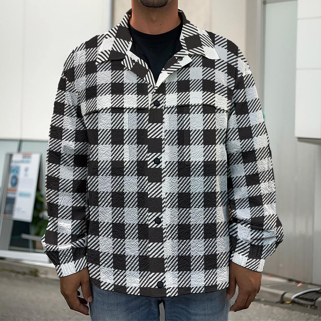 Black And White Gingham Pattern Print Men's Shirt Jacket
