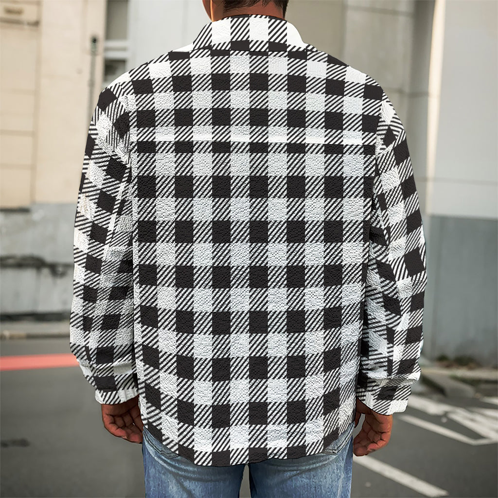 Black And White Gingham Pattern Print Men's Shirt Jacket