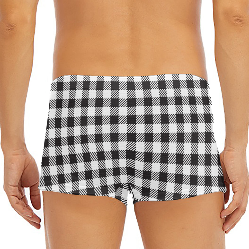 Black And White Gingham Pattern Print Men's Short Boxer Briefs