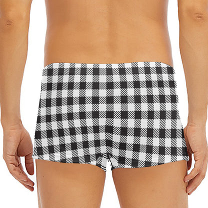 Black And White Gingham Pattern Print Men's Short Boxer Briefs