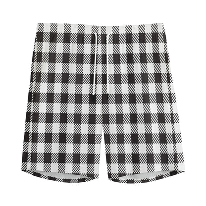 Black And White Gingham Pattern Print Men's Sports Shorts