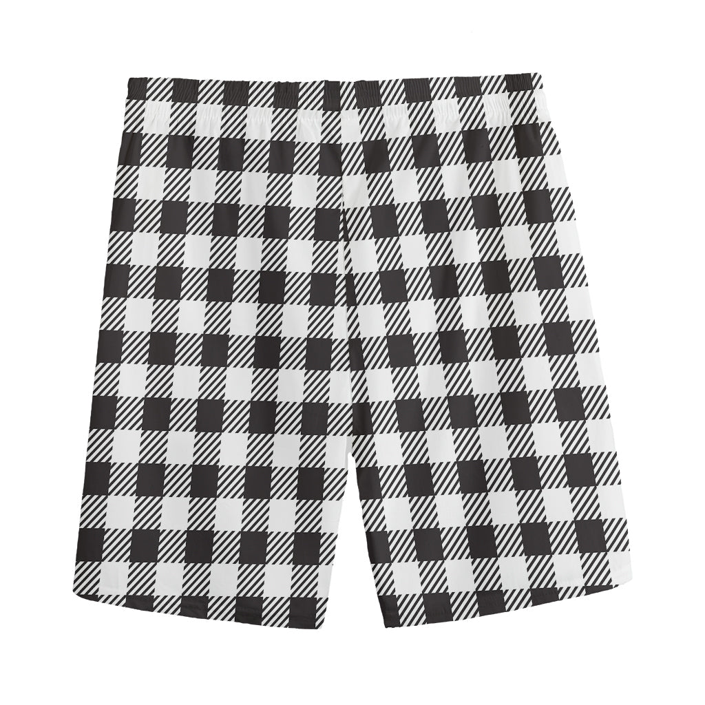 Black And White Gingham Pattern Print Men's Sports Shorts