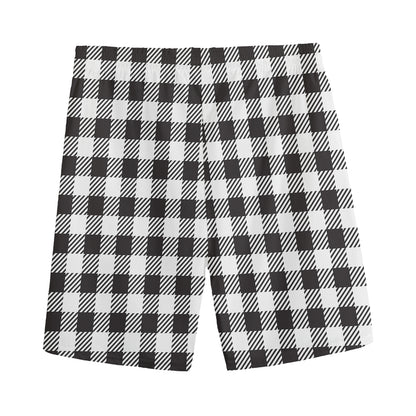 Black And White Gingham Pattern Print Men's Sports Shorts