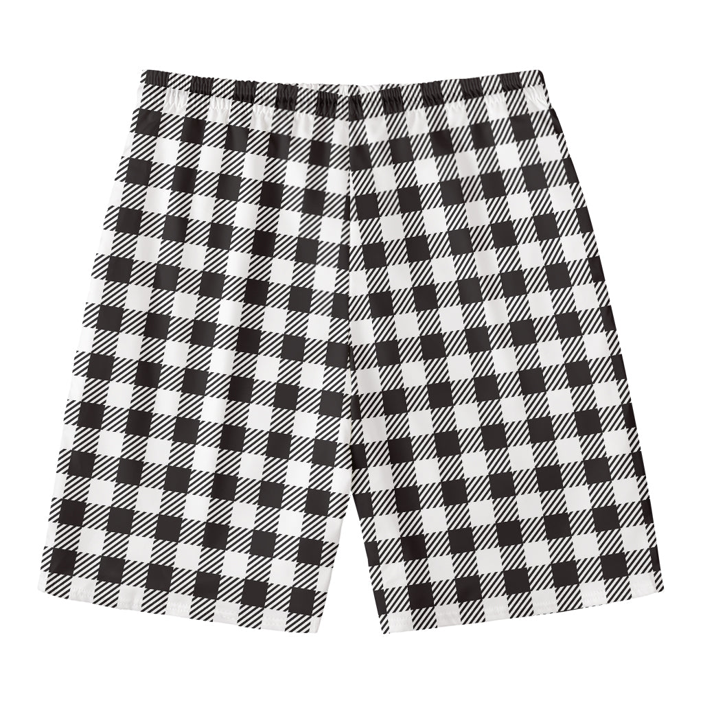Black And White Gingham Pattern Print Men's Swim Trunks