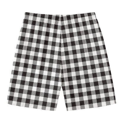 Black And White Gingham Pattern Print Men's Swim Trunks