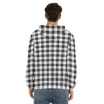 Black And White Gingham Pattern Print Men's Velvet Pullover Hoodie