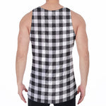Black And White Gingham Pattern Print Men's Velvet Tank Top