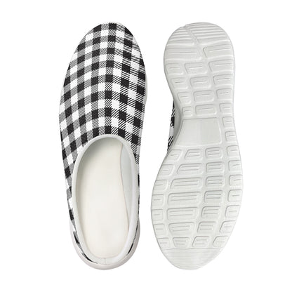 Black And White Gingham Pattern Print Mesh Casual Shoes