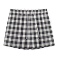 Black And White Gingham Pattern Print Mesh Shorts