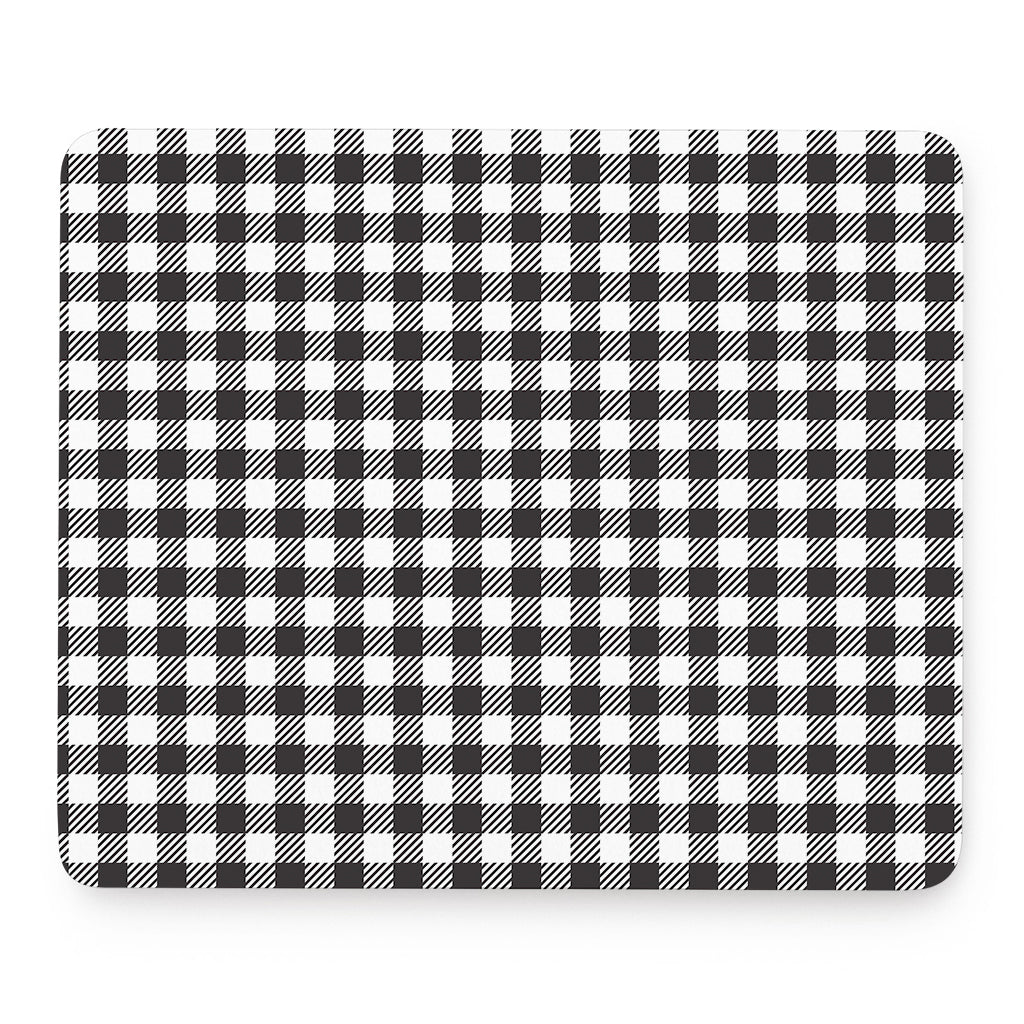 Black And White Gingham Pattern Print Mouse Pad