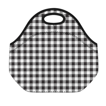 Black And White Gingham Pattern Print Neoprene Lunch Bag