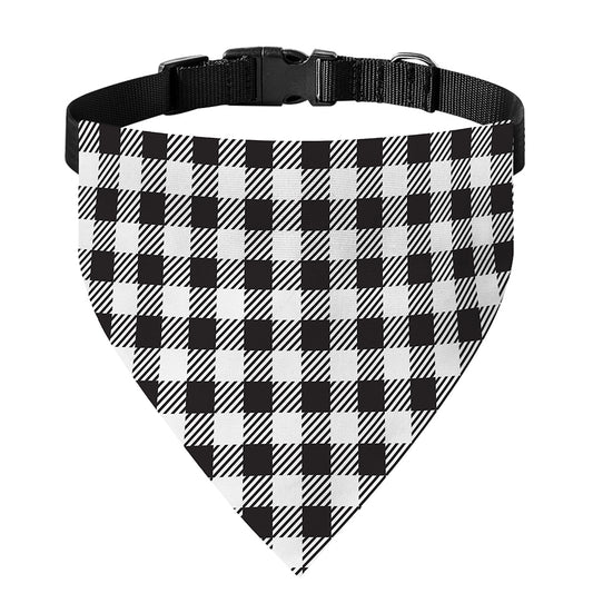 Black And White Gingham Pattern Print Over The Collar Dog Bandana