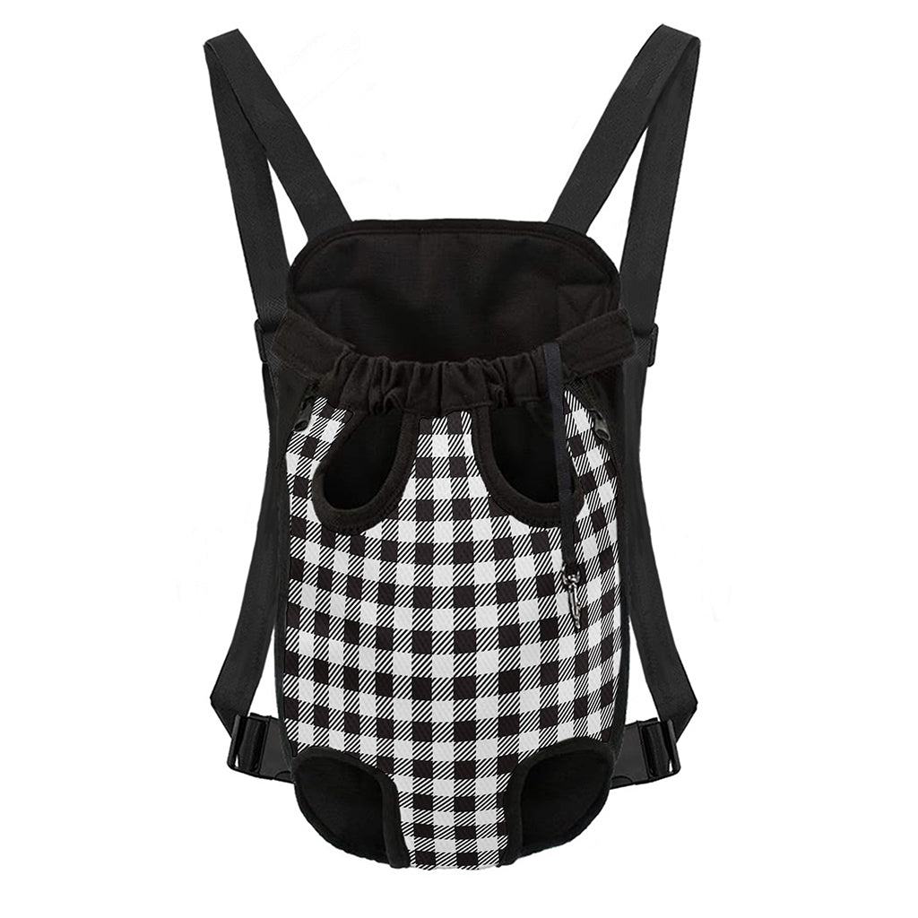 Black And White Gingham Pattern Print Pet Carrier Backpack
