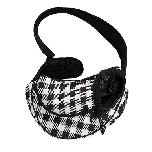 Black And White Gingham Pattern Print Pet Sling Carrier