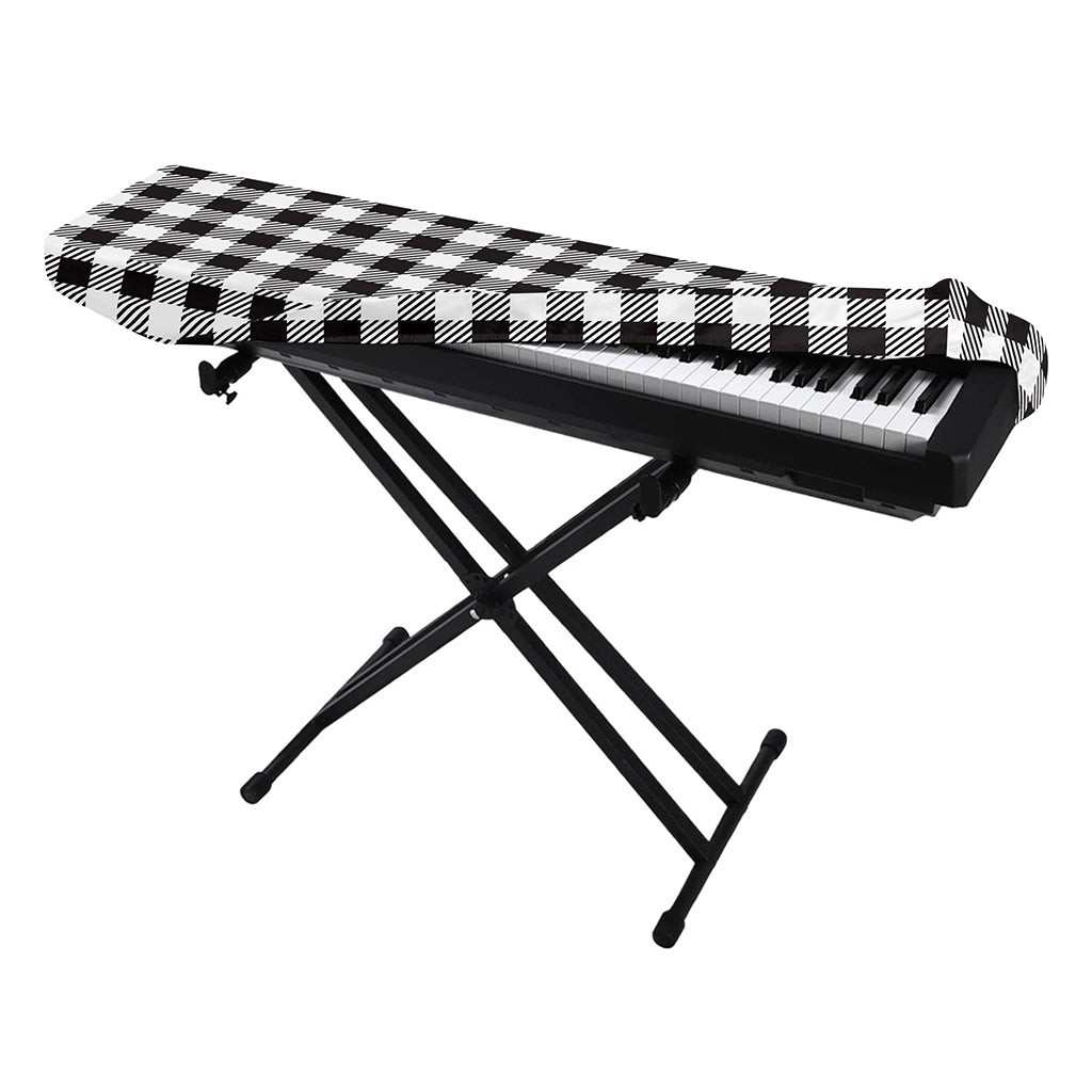 Black And White Gingham Pattern Print Piano Keyboard Cover