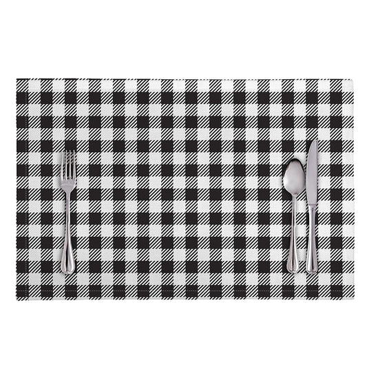 Black And White Gingham Pattern Print Placemat