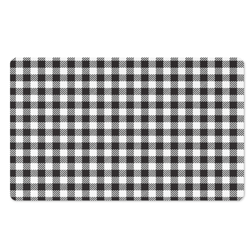 Black And White Gingham Pattern Print Polyester Doormat