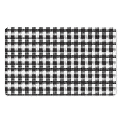 Black And White Gingham Pattern Print Polyester Doormat