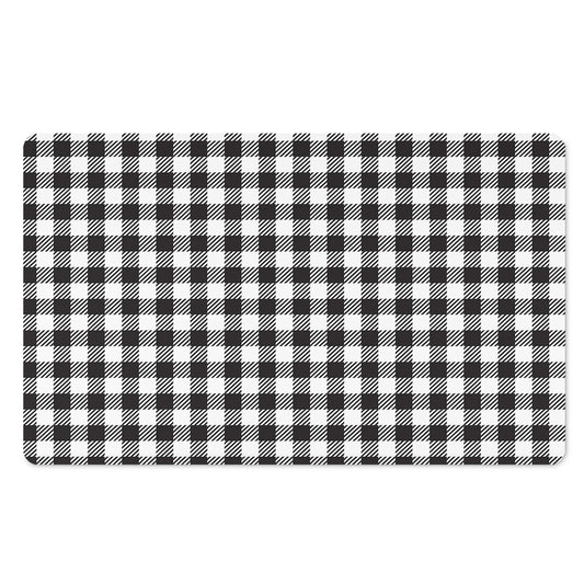 Black And White Gingham Pattern Print Polyester Doormat