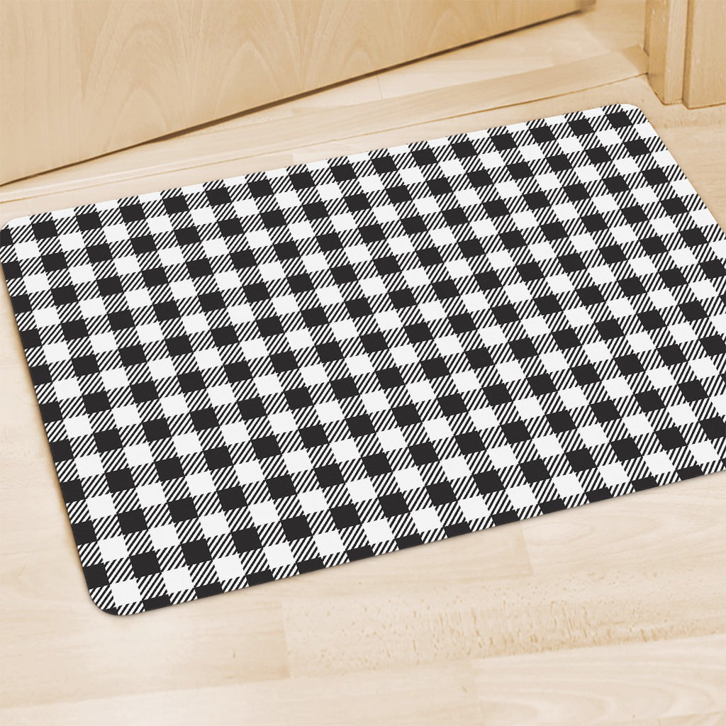 Black And White Gingham Pattern Print Polyester Doormat