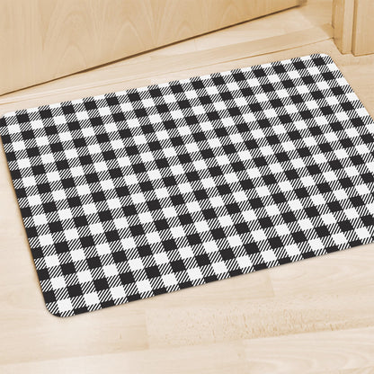 Black And White Gingham Pattern Print Polyester Doormat