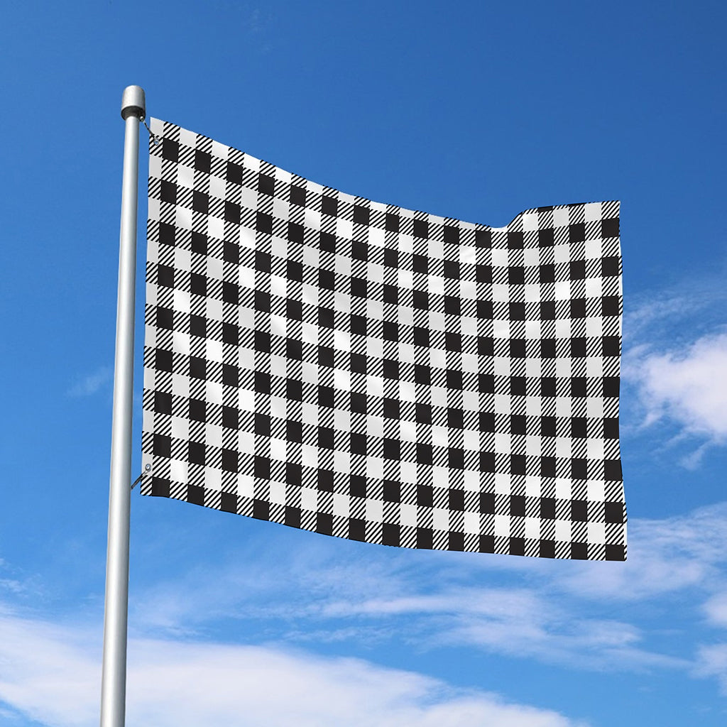 Black And White Gingham Pattern Print Polyester Flag