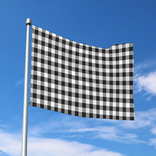 Black And White Gingham Pattern Print Polyester Flag