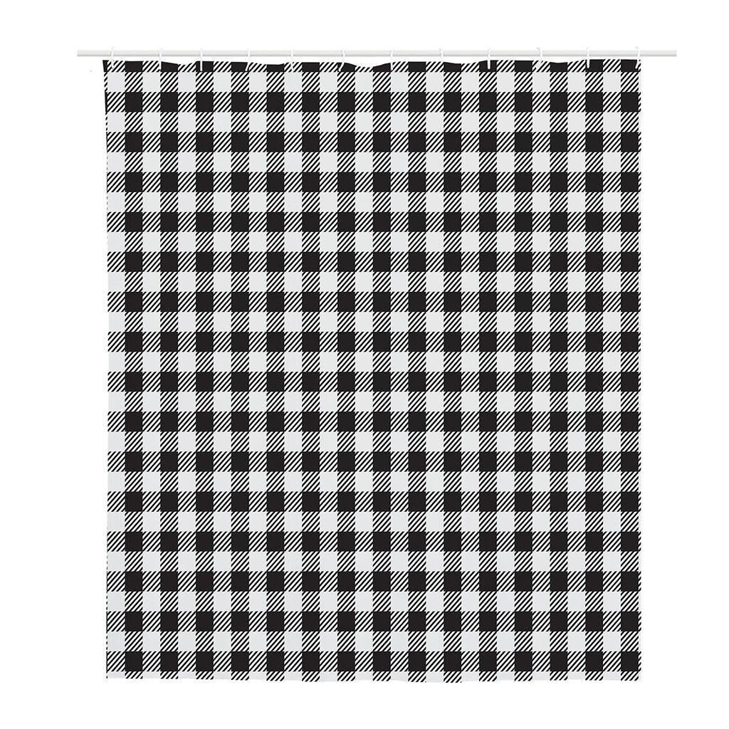 Black And White Gingham Pattern Print Polyester Shower Curtain