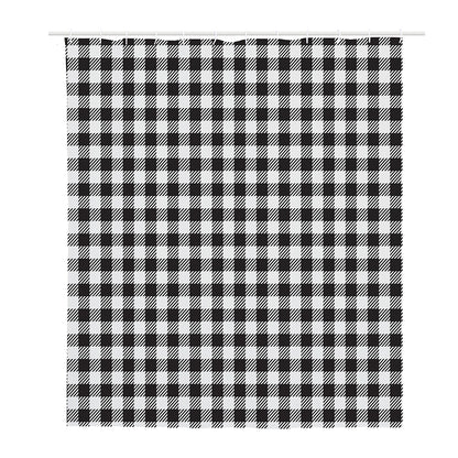 Black And White Gingham Pattern Print Polyester Shower Curtain
