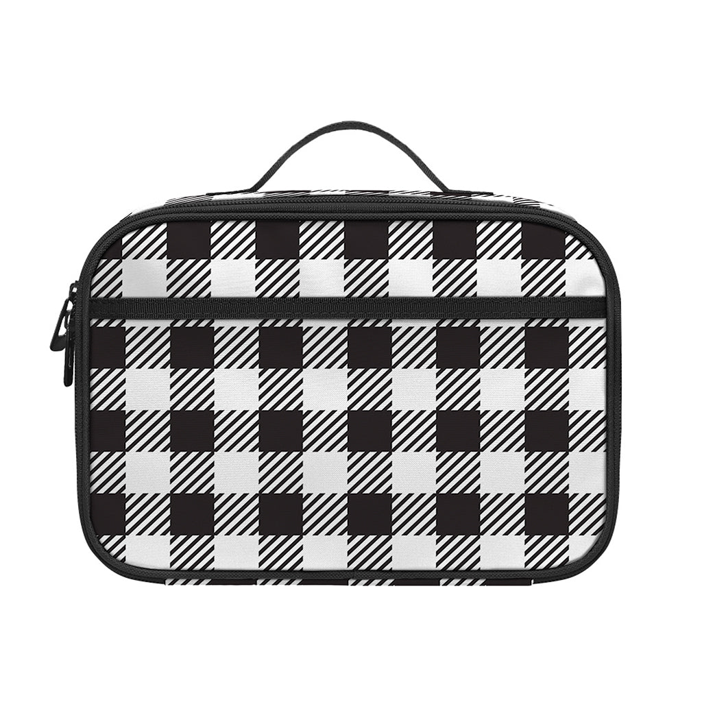 Black And White Gingham Pattern Print Portable Lunch Bag