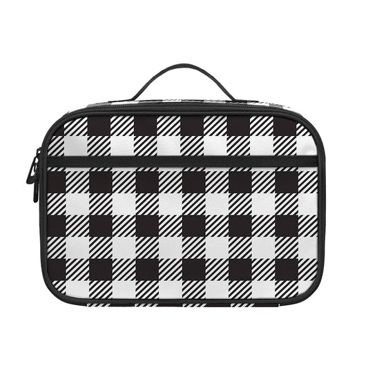 Black And White Gingham Pattern Print Portable Lunch Bag